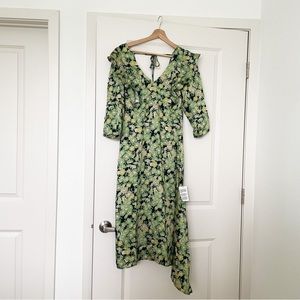 TOPSHOP • frill floral print midi dress